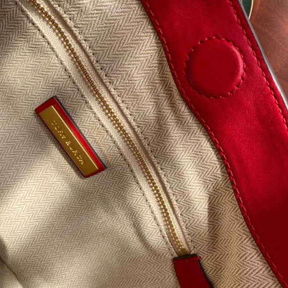 Tory Burch Miller Stained Glass Leather Mini Hobo in Red Apple - Picture 2 of 9